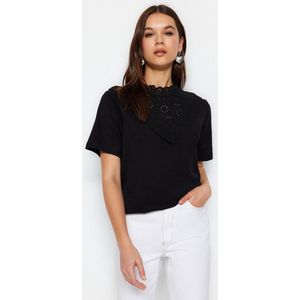 Trendyol Gebreide Damesblouse - Zwart - 100% Katoen - Normale Pasvorm