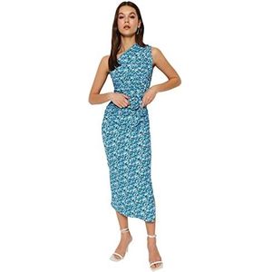 Trendyol Veelkleurige Getailleerde, Asymmetrische Plooijurk Met Één Schouder En Gedetailleerde Gebreide Midi-Kokerjurk Twoss23El02182