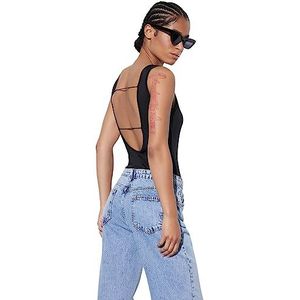 Trendyol Vrouwen Vrouw Plain Knit Bodysuit Bodystocking, Zwart, M