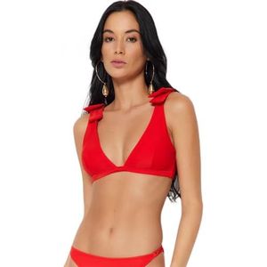 Trendyol Vrouw Driehoek Bralette Knit Bikini Top, Donkerrood, 36, Donkerrood, 38