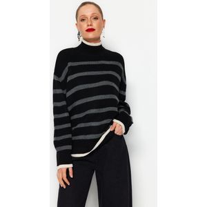 Trendyol Vrouw oversized gebreide trui, zwart, M, Zwart, M