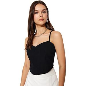 Trendyol Woman Slim fit Basic Sweetheart Knit Bustier, Zwart, S, Zwart, S