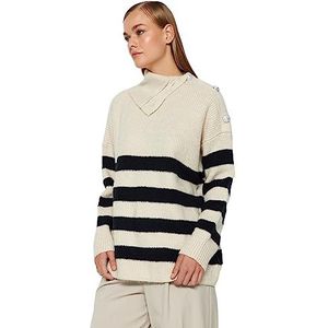 Trendyol Gestreepte trui met lange mouwen voor dames, stone, L
