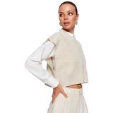 Trendyol Pull à manches droites pour femme, stone, L