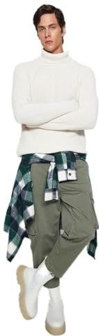 Trendyol Man Regular fit Basic hoge hals gebreide trui, ecru, M, Ecru, M