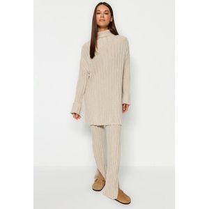 Trendyol Antracietkleurige Broek Met Koord En Split Gedetailleerd Gebreide Onderbroekset Twoaw24Au00013