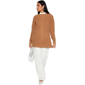 Trendyol Dames Trui-Beige-Regular Fit, Rots, L