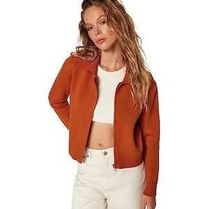 Trendyol Dames appartement lange mouwen regular gebreide jas, oranje, L