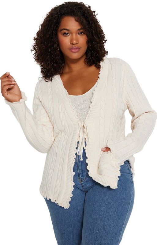 Trendyol - Ecru Geknoopt Vest - 100% Acryl - Gebreid