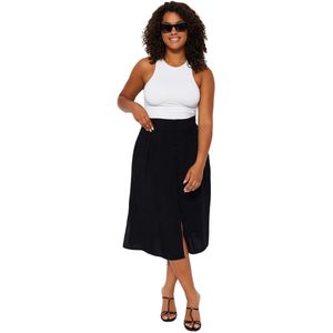 Trendyol Zwarte Viscose Geweven Rok Met Splitdetail.