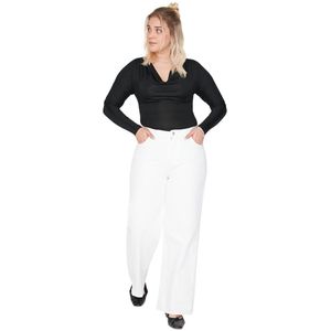 Trendyol - TBBSS22JE0211 - Hoge Taille Wijde Pijpen Jeans - Bruin - Plus Size