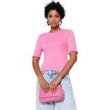 Trendyol - Geribbelde Blouse - Grijs - Elastische Gebreide Blouse Met Ronde Hals