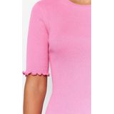 Trendyol - Geribbelde Blouse - Grijs - Elastische Gebreide Blouse Met Ronde Hals