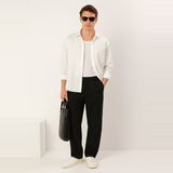 Trendyol Zwarte Wijde Pijpen Losse Stoffen Baggy Broek Tmnss23Pl00039