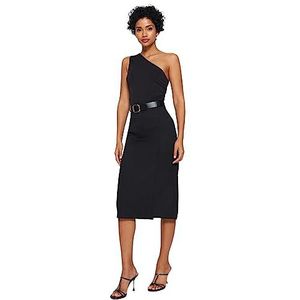 Trendyol Rechte midi-rok met één lijn voor dames, zwart, 34