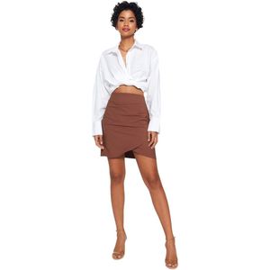 Trendyol - Asymmetrische Rok - Donkerbruin - 88% Polyester, 12% Elastaan