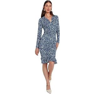 Trendyol FeMan Bodycon Slim fit Knit Jurk, Blauw, XS, Blauw, XS