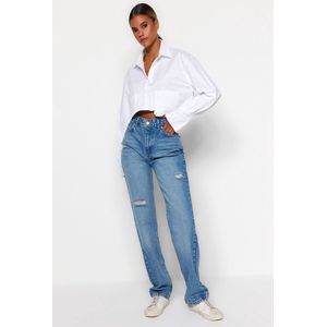 Trendyol TWOAW24JE00033 Volwassenen Vrouwen Jeans - Blauw