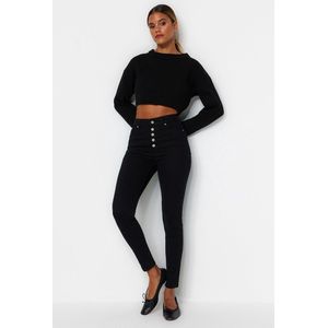 Trendyol Dames Gerade Schlank Hohe Taille Jeans, Zwart, 36