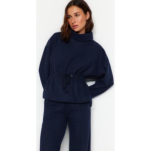 Trendyol Regular sweatshirts voor dames, rechte lange mouwen, Donkerblauw, S
