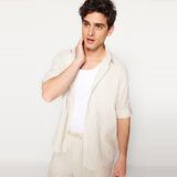 Trendyol - Premium - Camel - Linnenmix Gestreept Overhemd