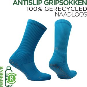 Norfolk - Antislip Sokken - Eco-vriendelijke Repreve® Naadloos met Enkeldemping - Yoga sokken - Pilates Sokken - Gripsokken - Grip Sportsokken - Blauw - 43-46 - Lizard