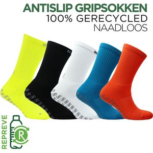 Norfolk - Antislip Sokken - Naadloos met Enkeldemping - Gripsokken Voetbal - Grip Sportsokken - Geel - 39-42 - Lizard