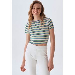 LTB Jeans Dames Hogaza Top, Colorful Stripes 5186, XS, Kleurrijke Stripes 5186, XS