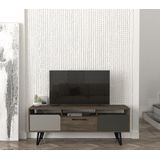TV-meubel Tera Home | 100% Melamine Laag | 18mm Dikte | Metalen Poten | 150cm Breedte, 55cm Hoogte | Grijs Antraciet Noten