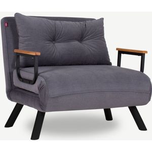 Asir - 1-zits Slaapbank - Grijs - Stof: 100% Polyester - Montuur: 100% Metaal