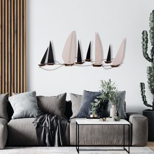 Wanddecoratie 52x117 cm zeilboten metaal