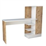 MILARIA - Bureau - Naturel en Wit - Spaanplaat - 2 Planken - 1 Kast