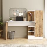 MILARIA - Bureau - Naturel en Wit - Spaanplaat - 2 Planken - 1 Kast