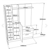 Meubels - Halkast Atlantische Dennen - Antraciet Melamine Gecoate Deeltjesbord - Afmetingen 140x36.8x181.8cm - Stijlvolle Opbergoplossing voor de Hal