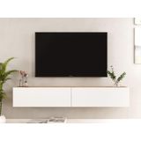TV Meubel - Stijlvol Eiken & Wit Design - 180x29,6x31,6cm - Duurzaam Melamine Materiaal