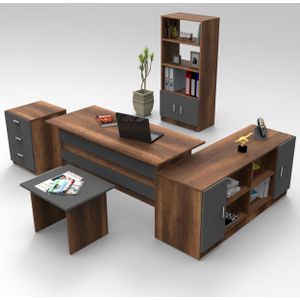 Set van bureau met bijzettafel en 3 opbergkasten Jill | Kalune Design