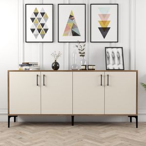 Arabic House Dressoir Kiev Crème/Walnoot 180cm Crème - Metaal/Melamine