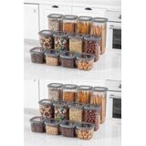 Asir Hermia Concept - Set Voorraadbus - Antraciet - 100% Kunststof - 24 Stuks