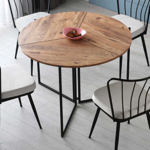 Inklapbare Ronde Eiken look Eettafel cm - Geschikt voor 3 Personen