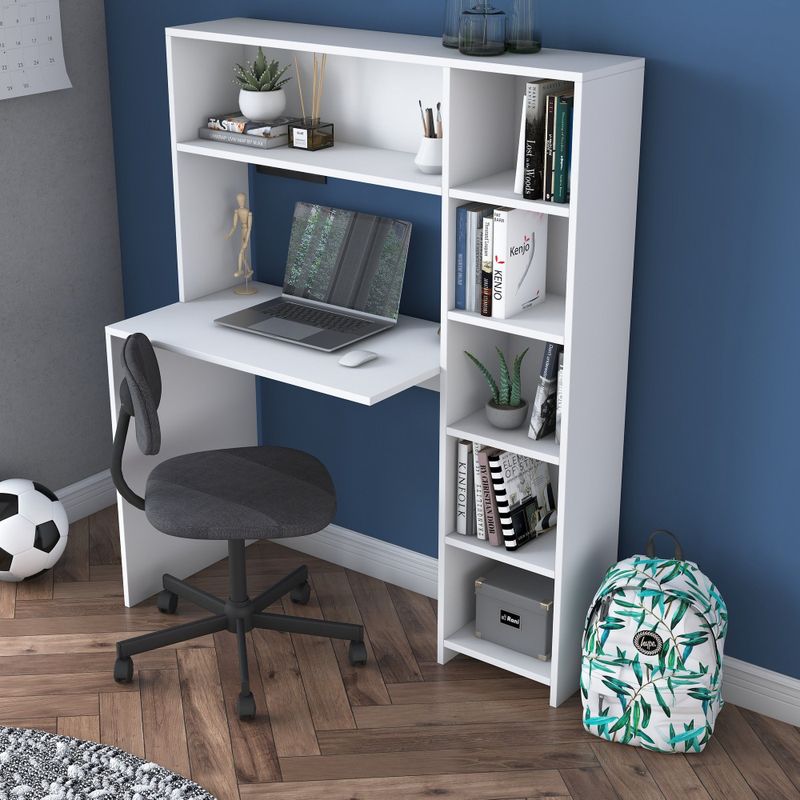 Bureau Locelso | 113,2 x 40 x 141,8 cm | Met opbergruimte | Wit