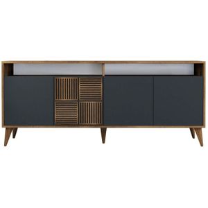 Meubels - Kast Walnoot Antraciet Melamine Gecoate Deeltjesbord - 180x35x78.6cm - Extra Ruimte voor Opslag!