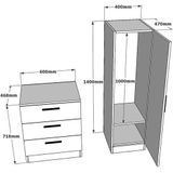 Kast met 3 lades en element met spiegel - Wit - VITORIO