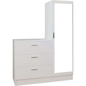 Vente-unique Kast met 3 lades en element met spiegel - Wit - VITORIO L cm x H cm x D 47 cm