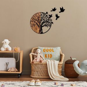 Wanddecoratie 71x92 cm hout/metaal
