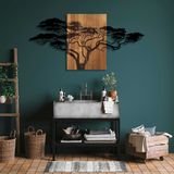 Woondecoratie - Houten Wandaccessoire - Zwart Walnoot - Afmetingen 144x3x70cm