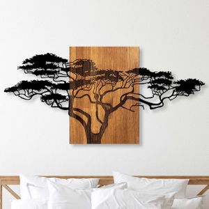 Woondecoratie - Houten Wandaccessoire - Zwart Walnoot - Afmetingen 144x3x70cm