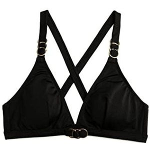 Koton Dames driehoek metalen accessoire detail gewatteerde bikini top, zwart (999), 34