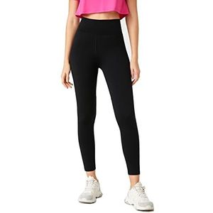 Koton Dames Sport Leggings Hoge Taille Stikken Detail Knöchel Länge Panty, Schwarz (999), L