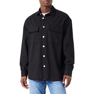 Koton Heren Basic Hemdjacke Canvas Classic Revers Button Pocket Detail Shirt, Schwarz (999), S