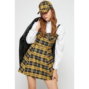 Koton Dames korset Looking Strappy Mini Dress, Yellow Check (1c5), 40